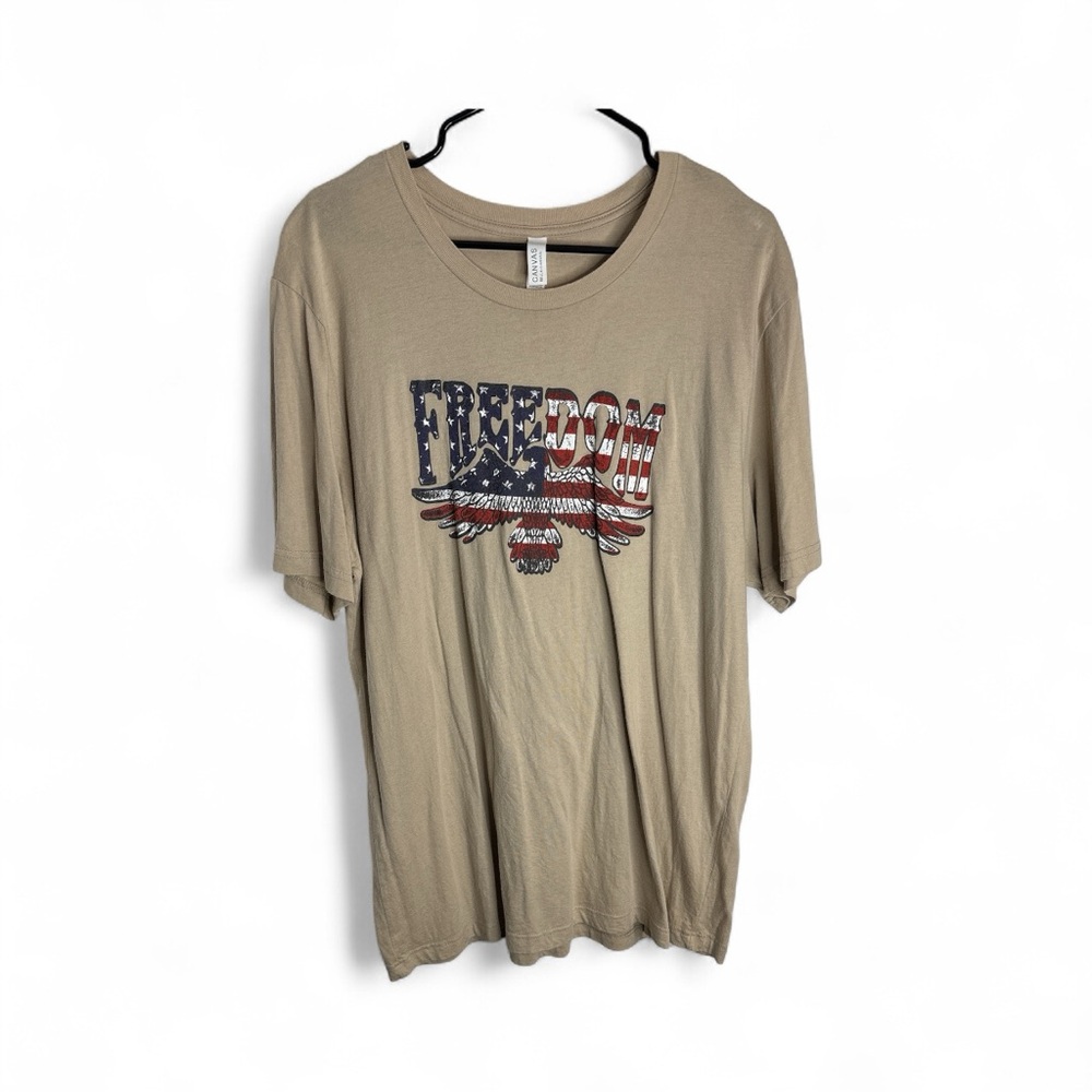 Bella Canvas Men’s Tan Freedom Graphic Short Sleeve Tee Size XL Unisex USA